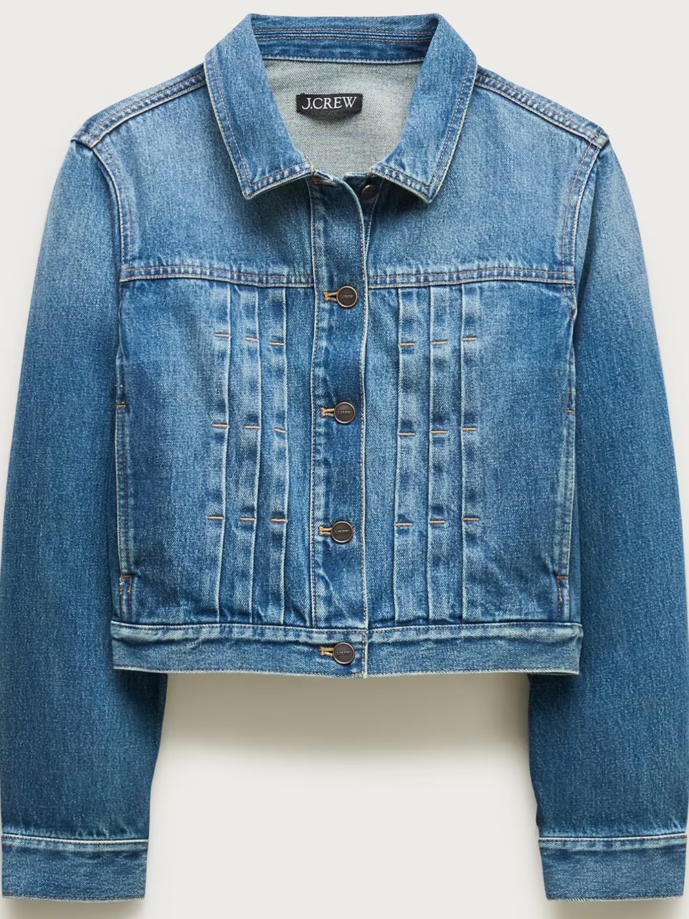 JCrew Cropped Denim Jacket with Pintucks NWT - Picture 4 of 10